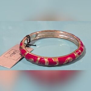 Nordstrom Sequin NYC Burgundy/Mauve Enamel & Gold Bangle NWT
